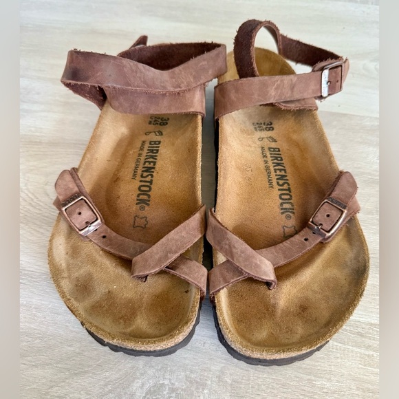 Birkenstock Yara Habana Ankle Oiled Leather Brown Sandals Size 38 W7 /M5 - Picture 6 of 8